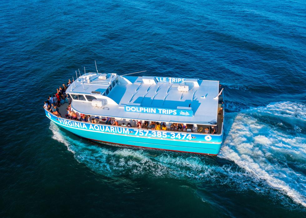 Aerial View of the Virginia Aquarium Dolphin Trip boat 