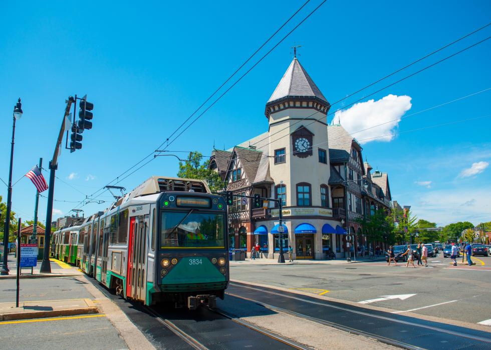 Boston Metro Green Line train on Beacon Street.