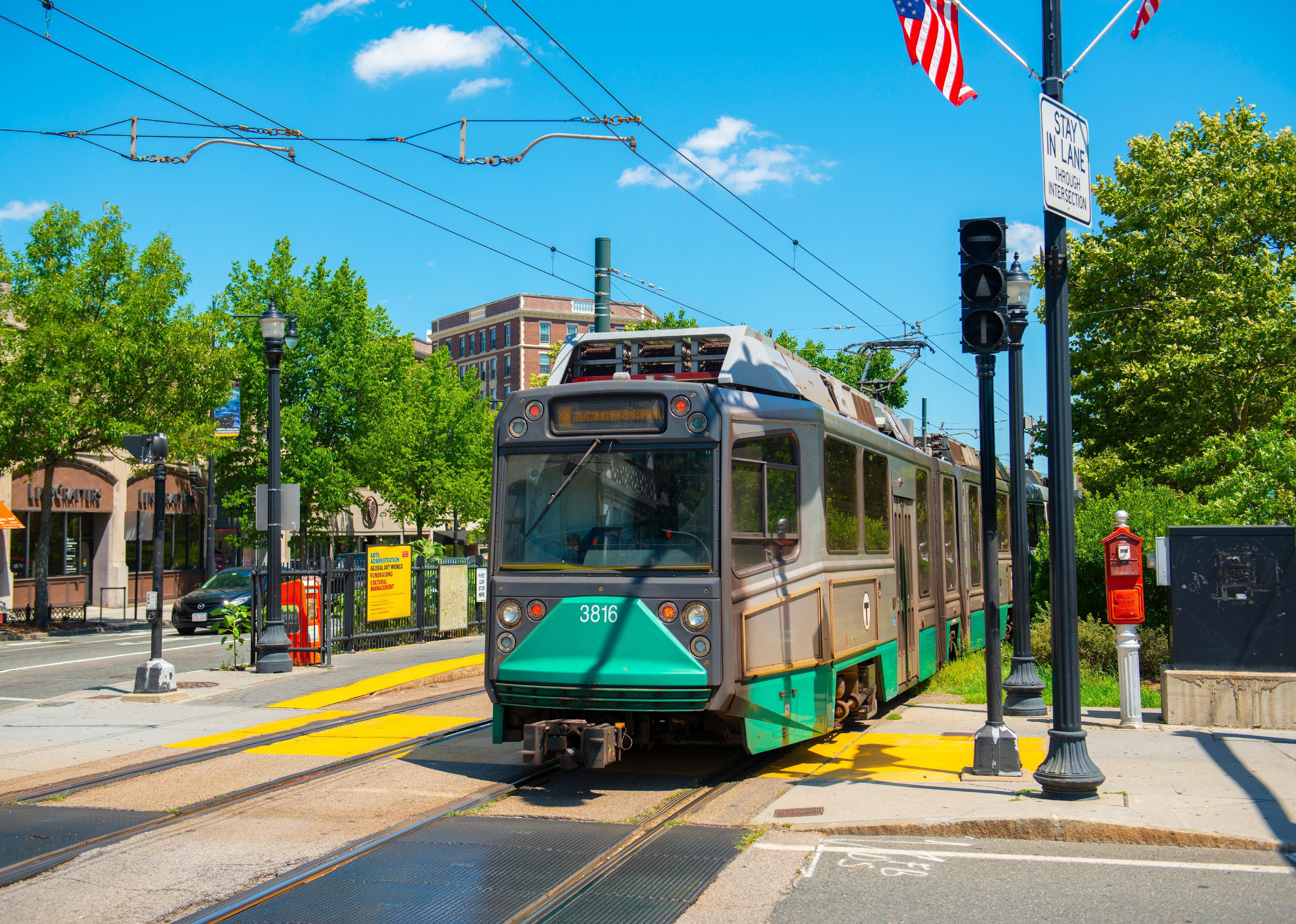 Boston Metro station on Beacon Street in Brookline.