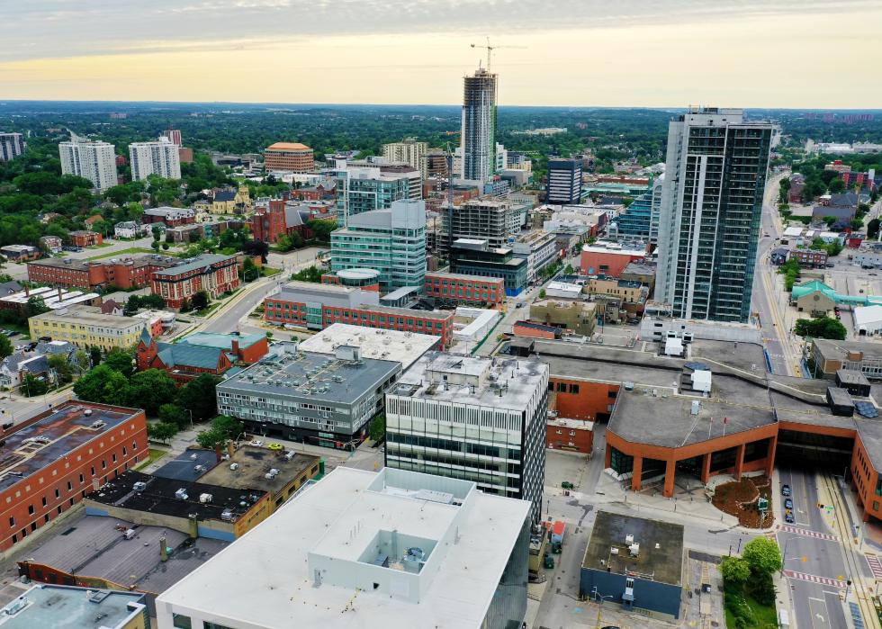 An aerial view of Kitchener, Ontario, Canada