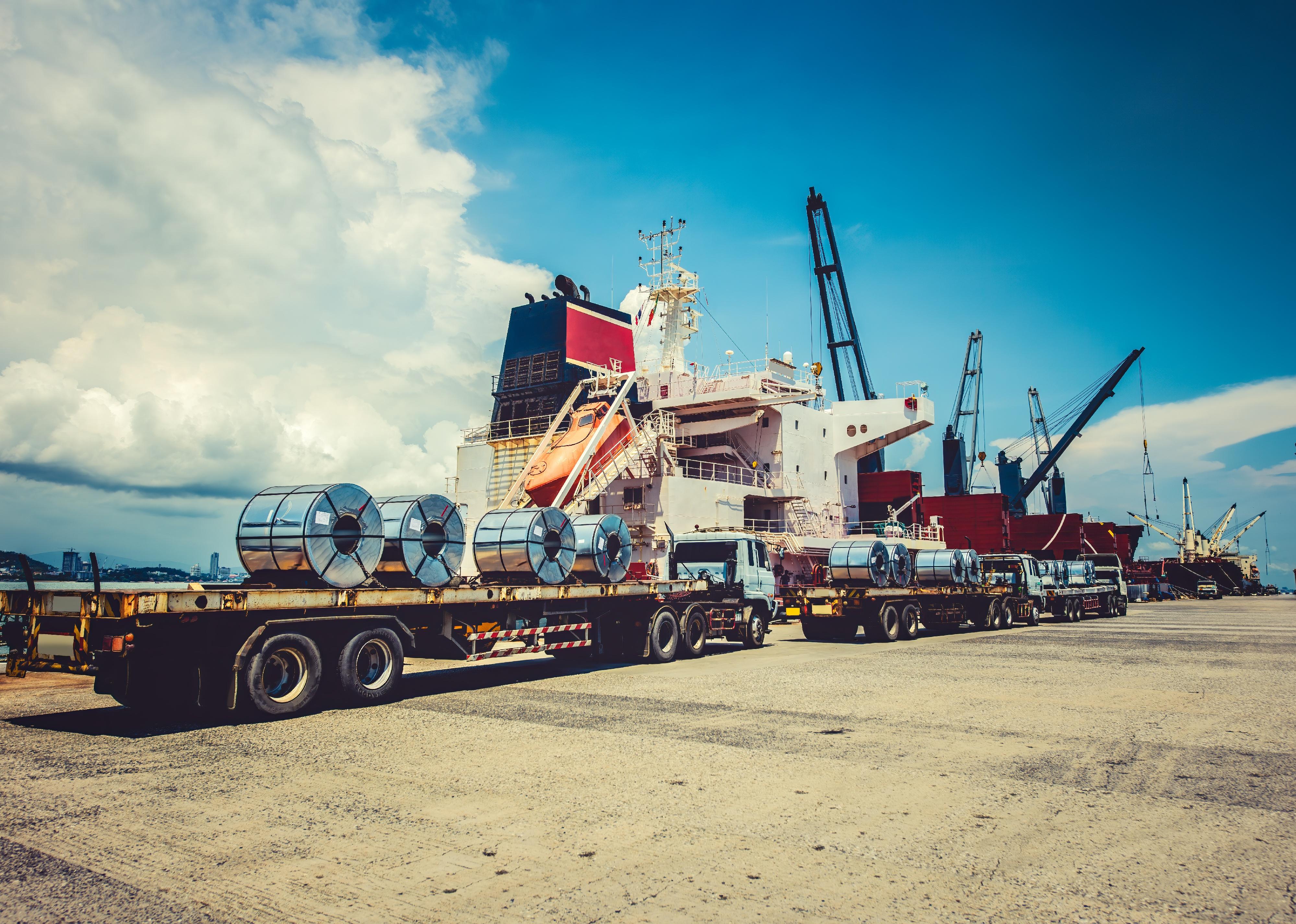 General cargo shipments in a port terminal.