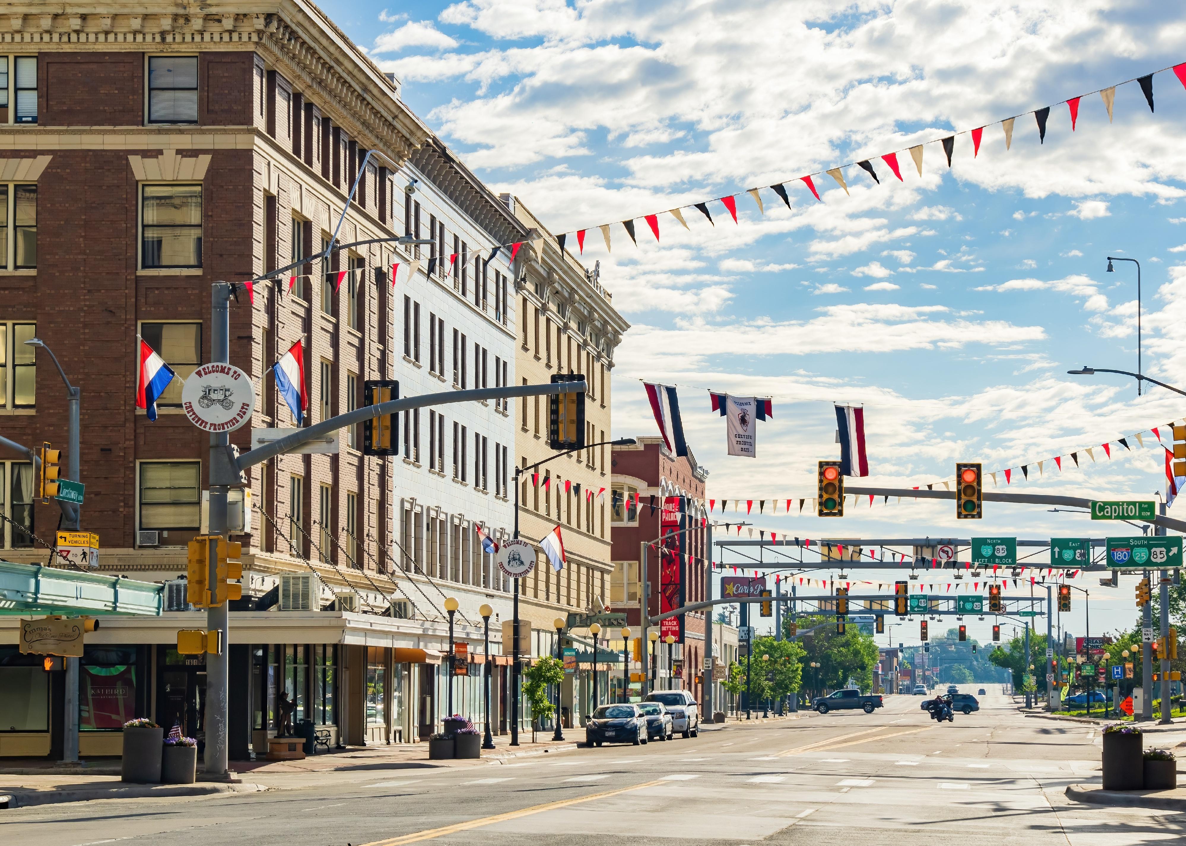 Sunny cityscape of downtown Cheyenne