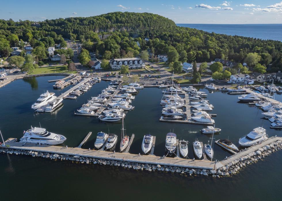 Boats docked at Fish Creek in Door County.