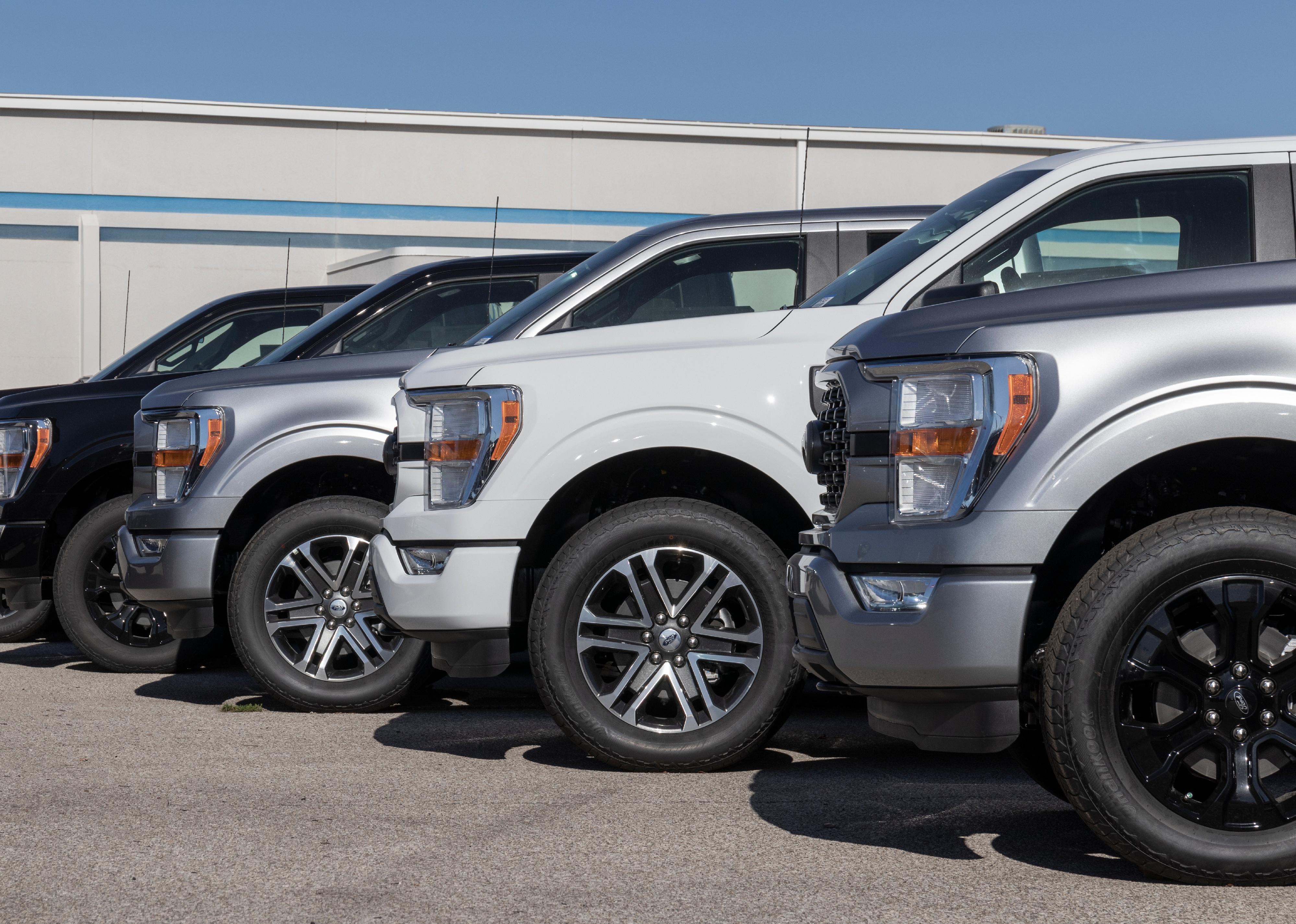 Ford F-150 display at a dealership. 