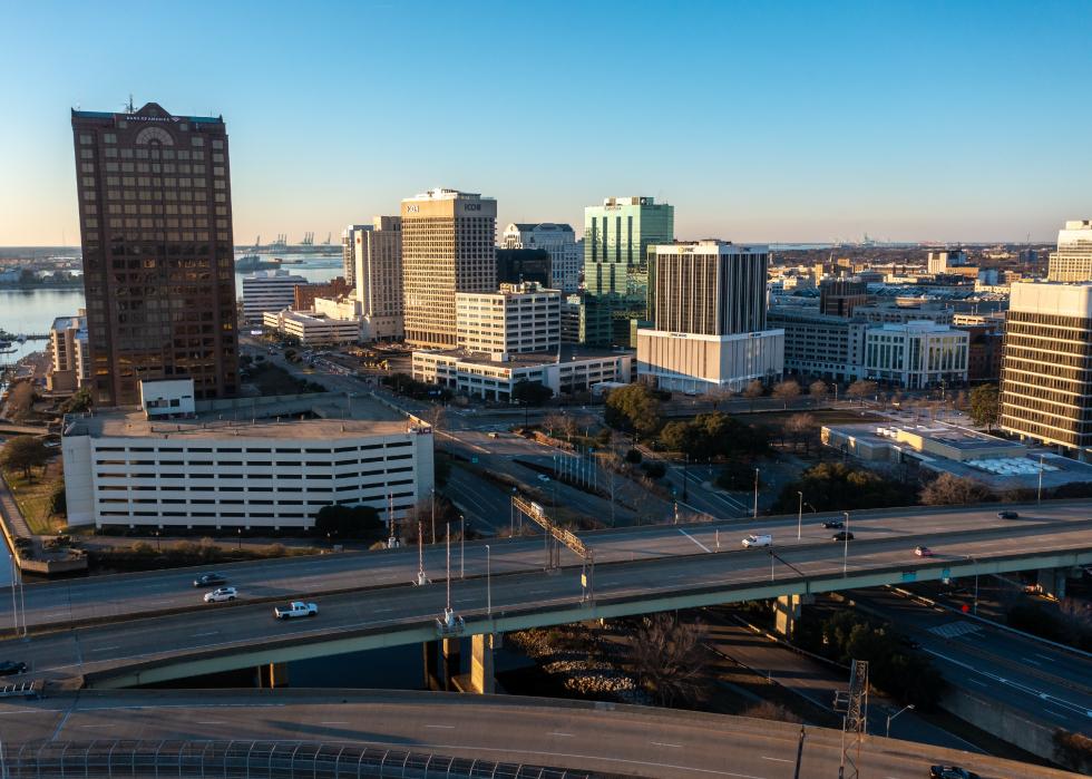Aerial of downtown Norfolk.