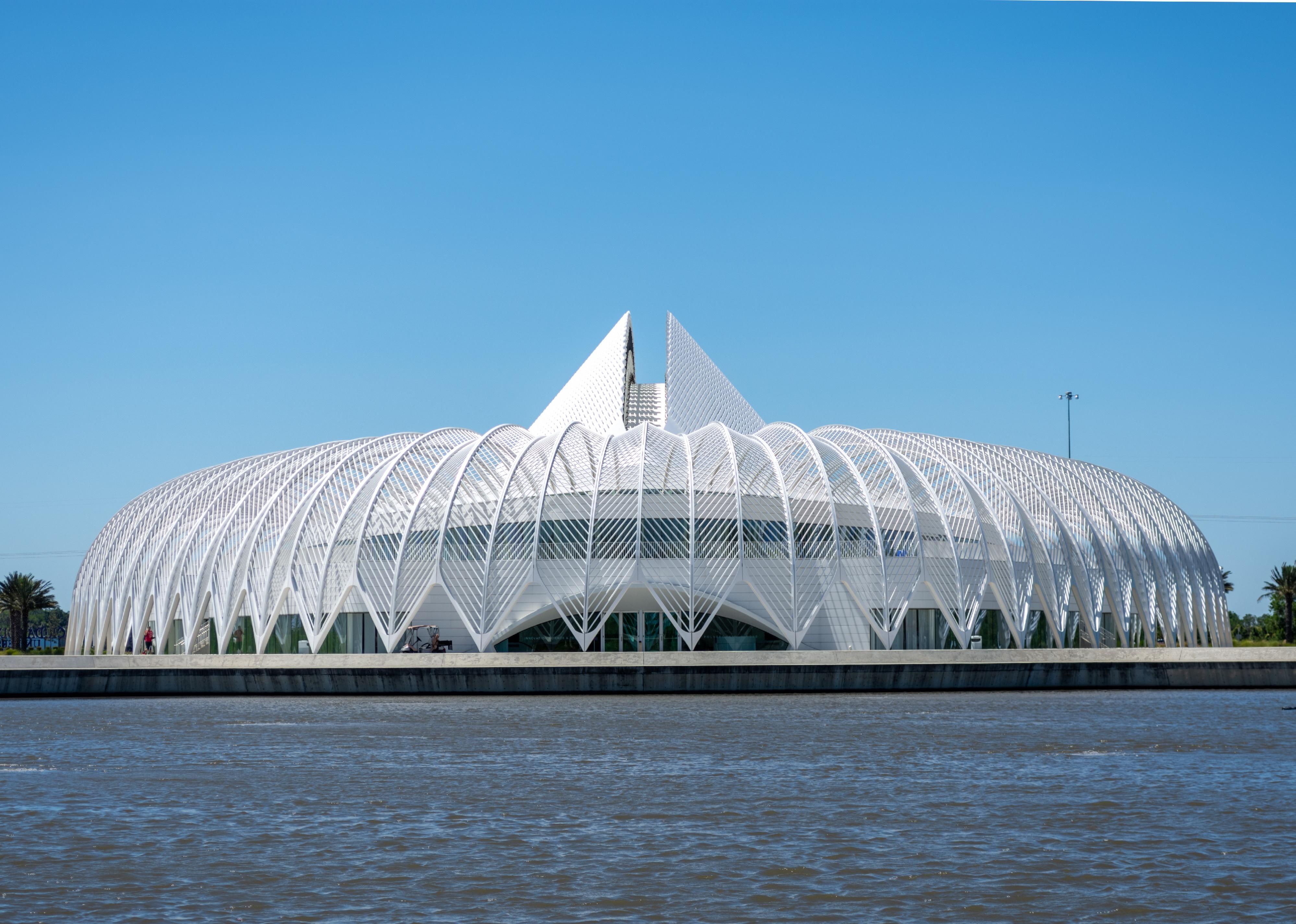The Florida Polytechnic University building from afar.