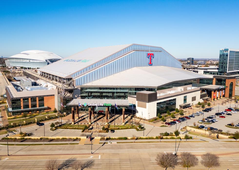 Globe Life Field and Loews hotel in background.