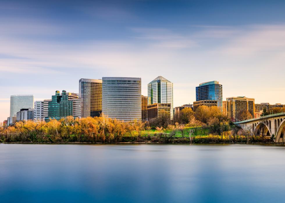 Arlington, Virginia, city skyline on the Potomac River.