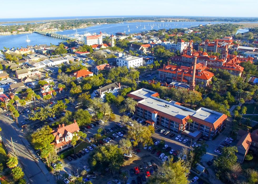 Aerial view of St Augustine and coastline.