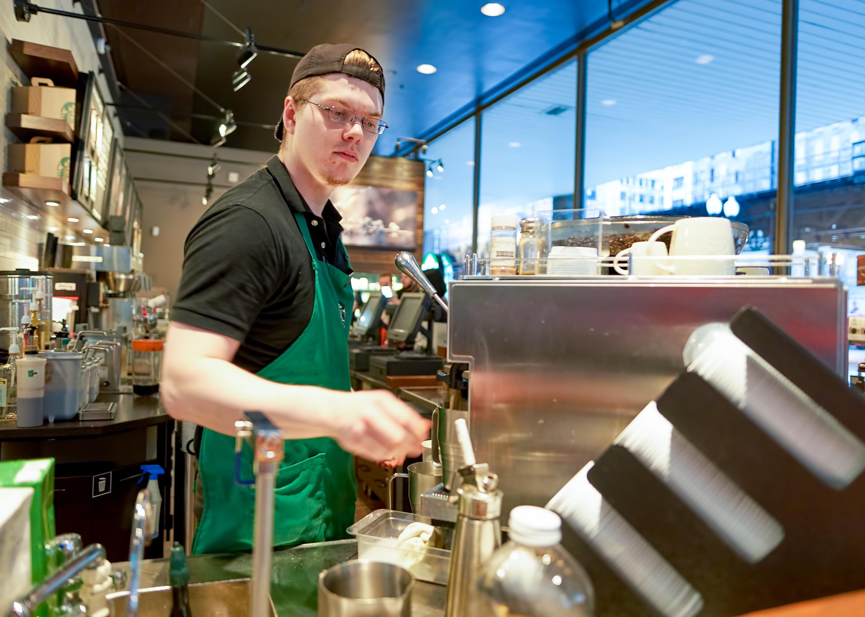 Inside of Starbucks in Seattle