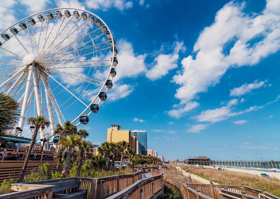 Myrtle Beach, South Carolina ferris wheel and beach
