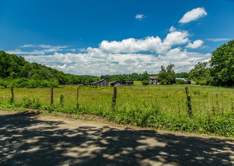 A view of an abandoned farm in the foothills of the Blue Ridge Mountains.