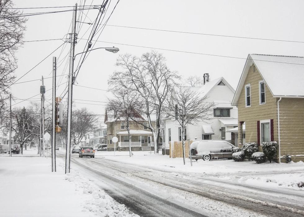 View after snow storm In Sandusky, Ohio.