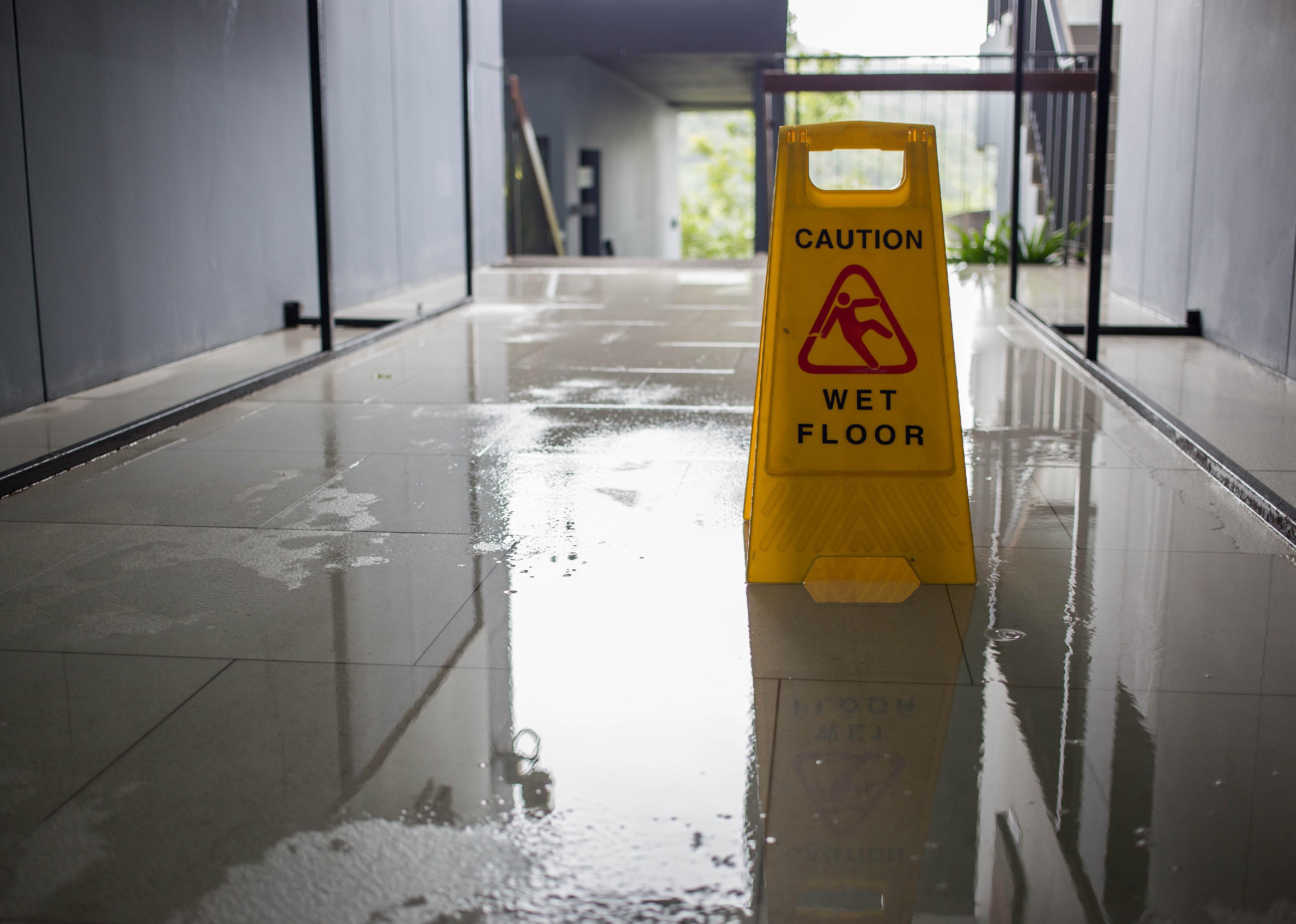 Wet floor caution sign.