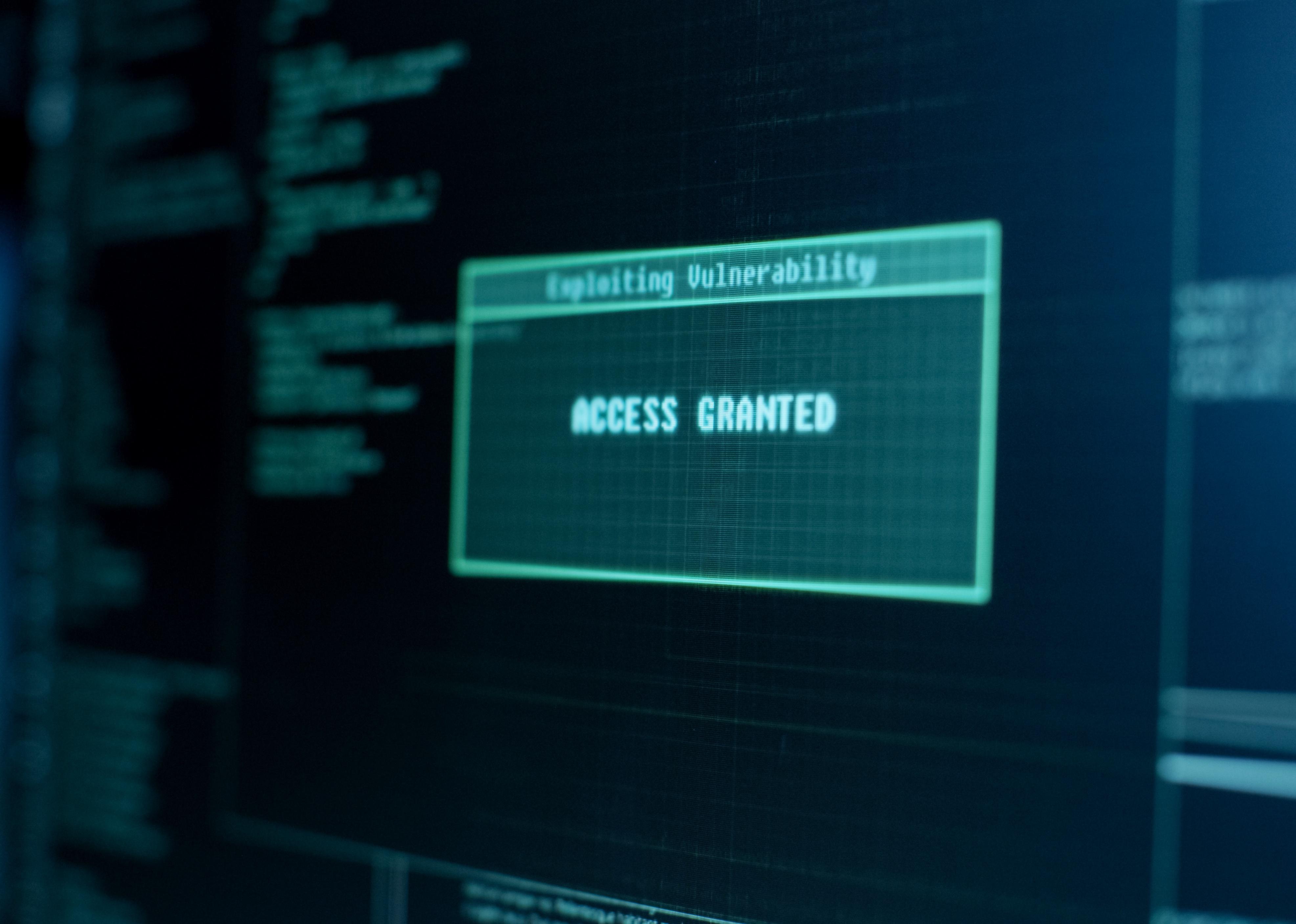 Computer screen showing access granted pop up