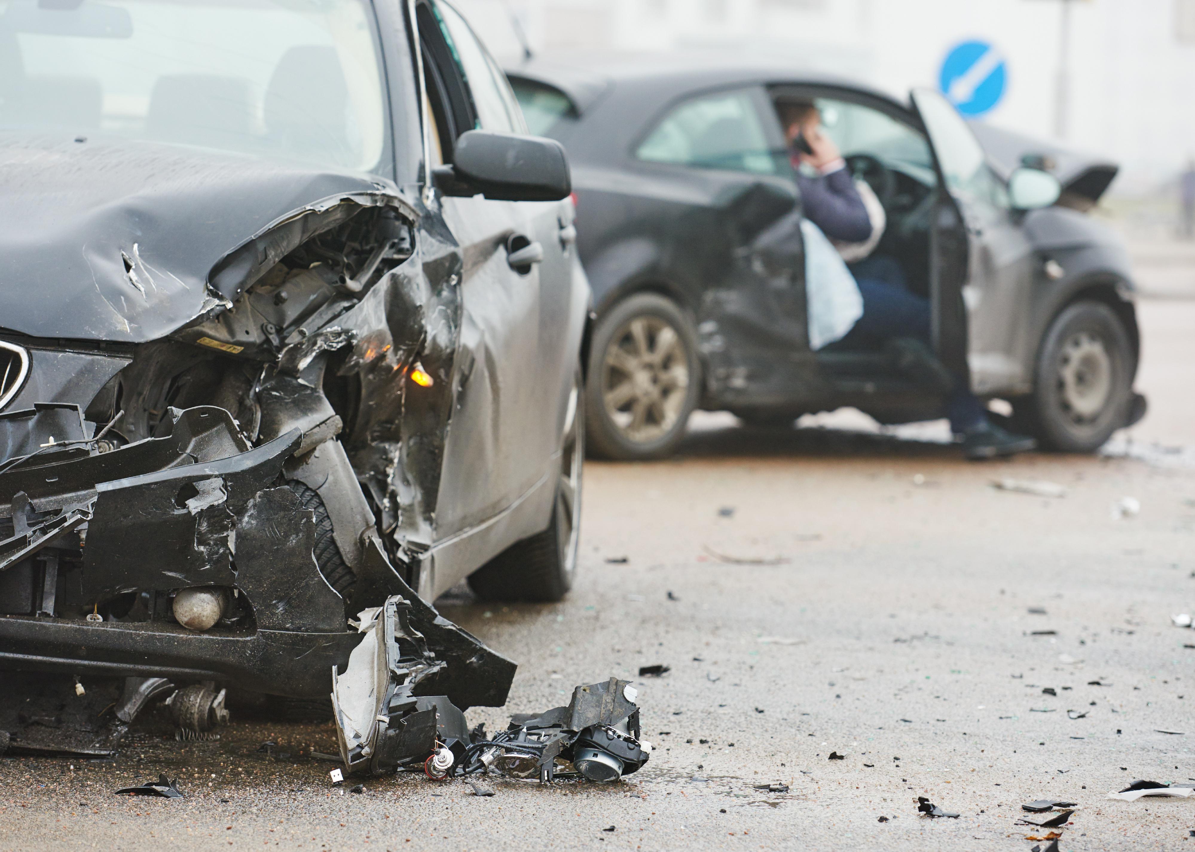 Car crash accident on street.