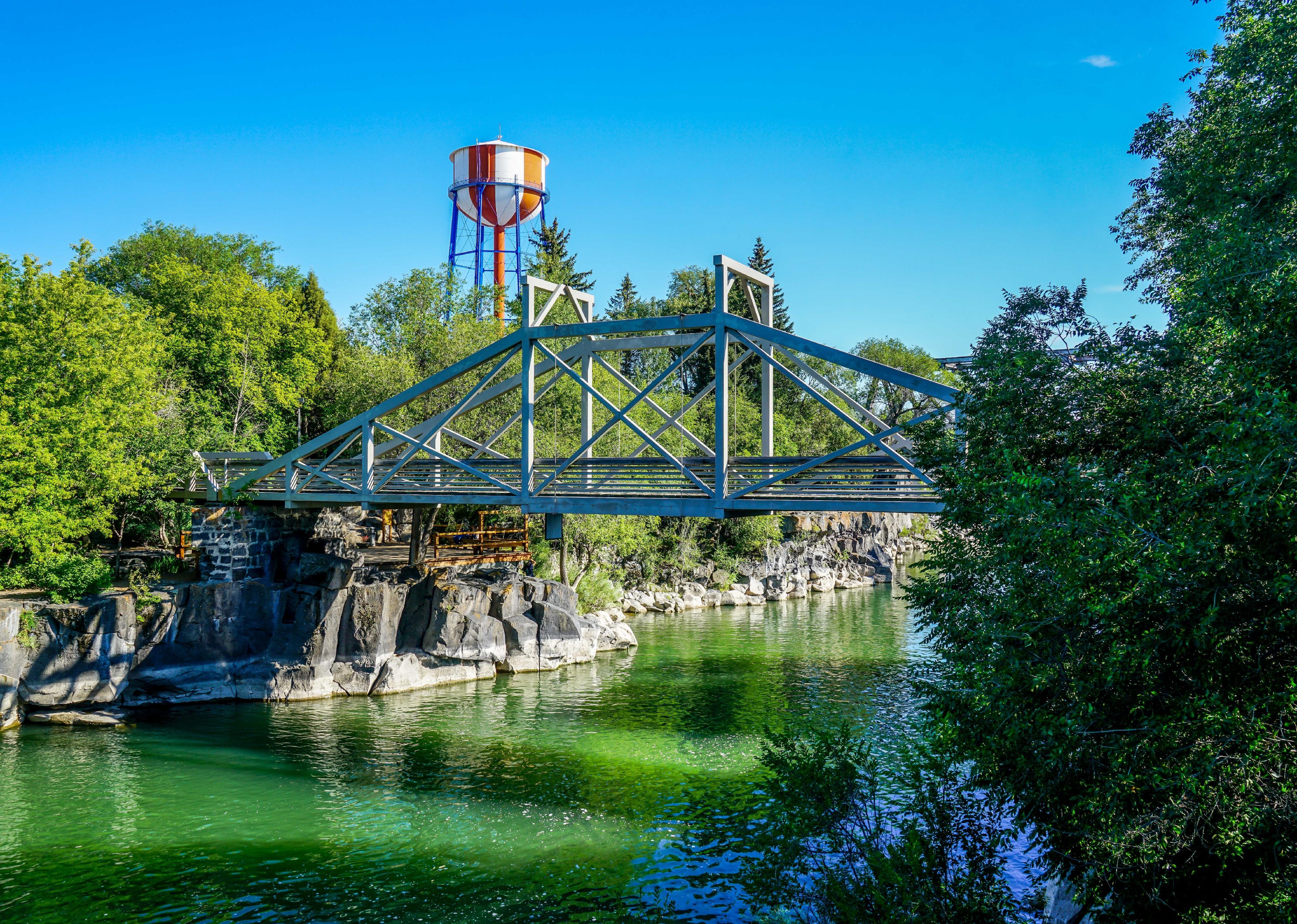The beautiful Snake River running through Idaho Falls in Idaho.