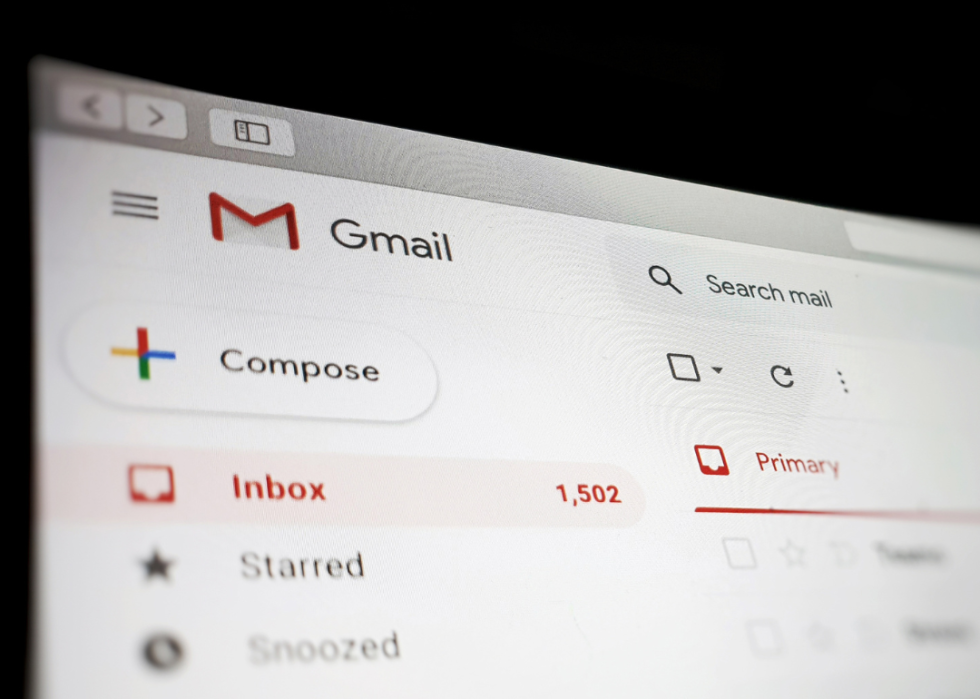 A Gmail account on a computer.