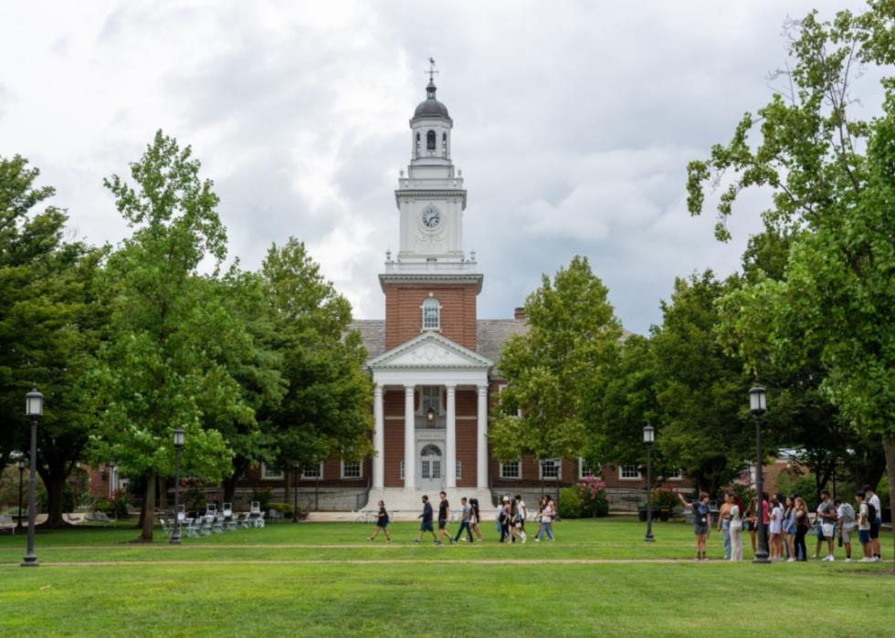 Students walking in front of Johns Hopkins University.