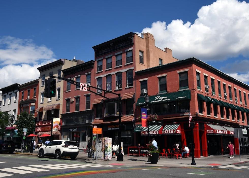 A picturesque street in the city of Hoboken, New Jersey.