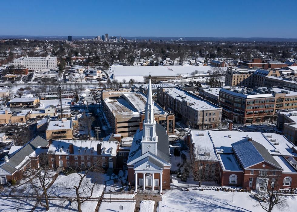Aerial view of West Hartford and Hartford.