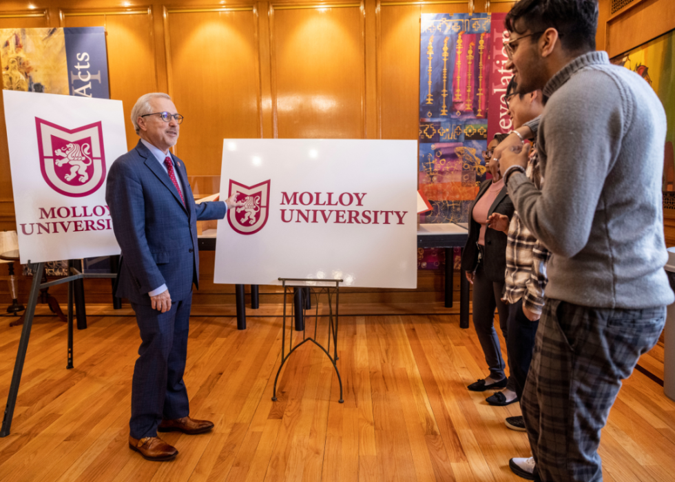 Molloy University President and students.