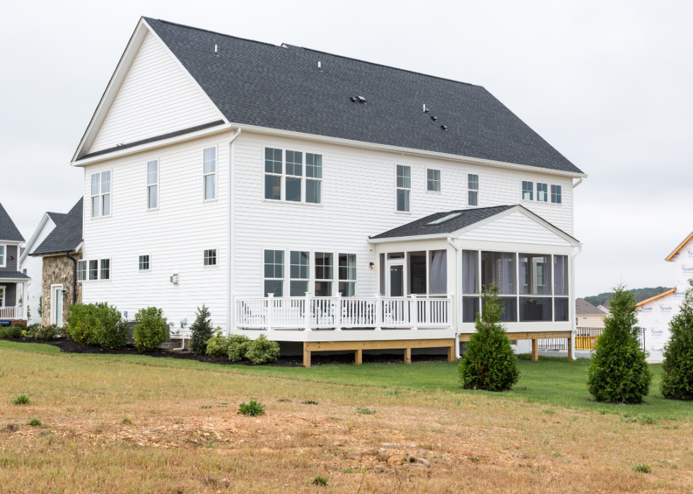 A white two-story home in Monrovia.