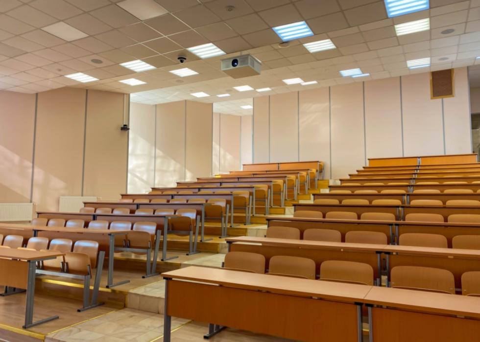 An empty college classroom.