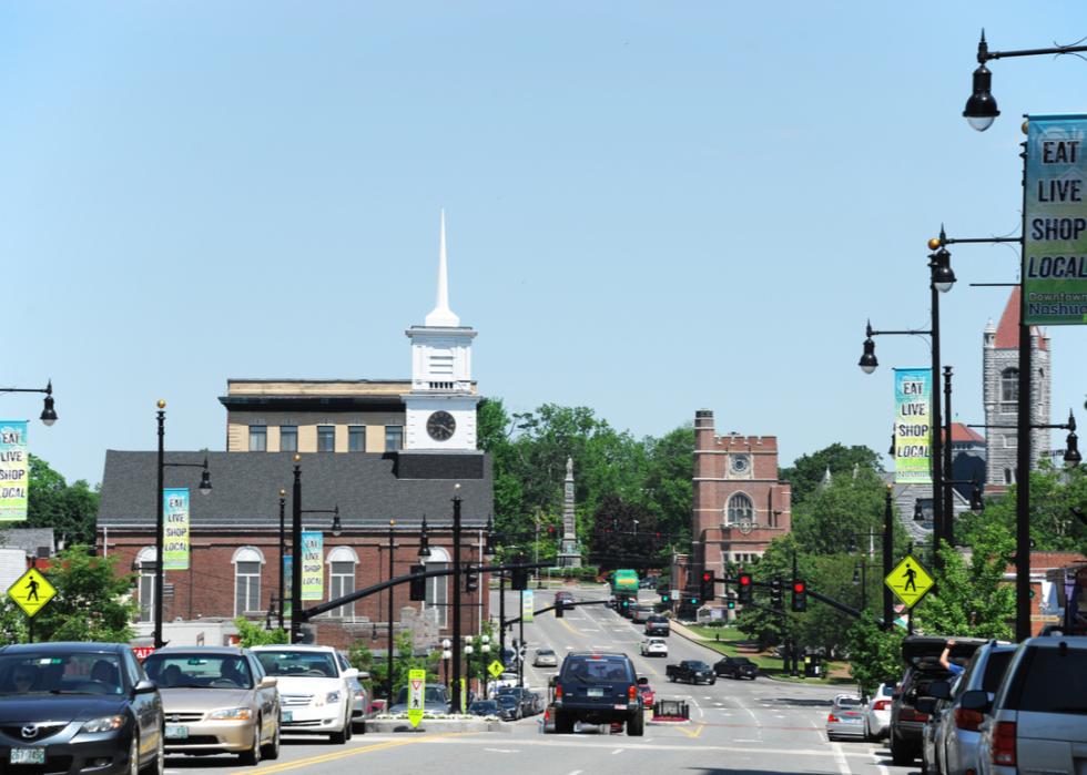 Cars on Main Street in Nashua, New Hampshire