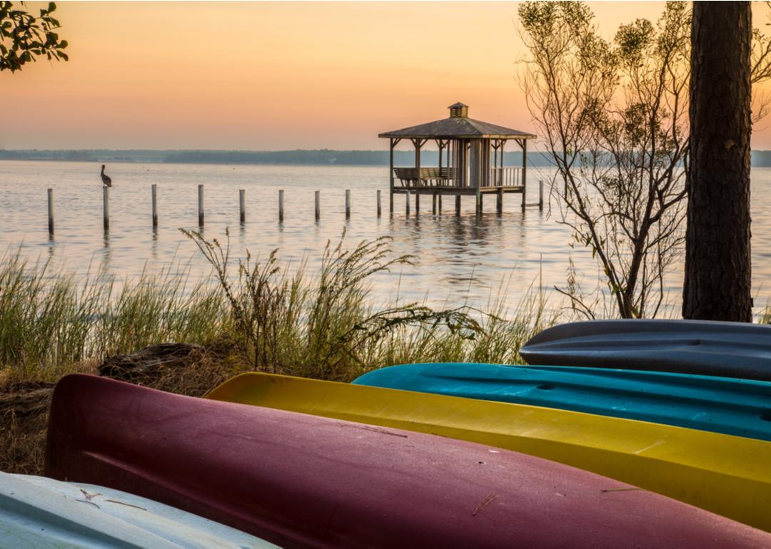The shore of Mobile Bay in Fairhope, Alabama.