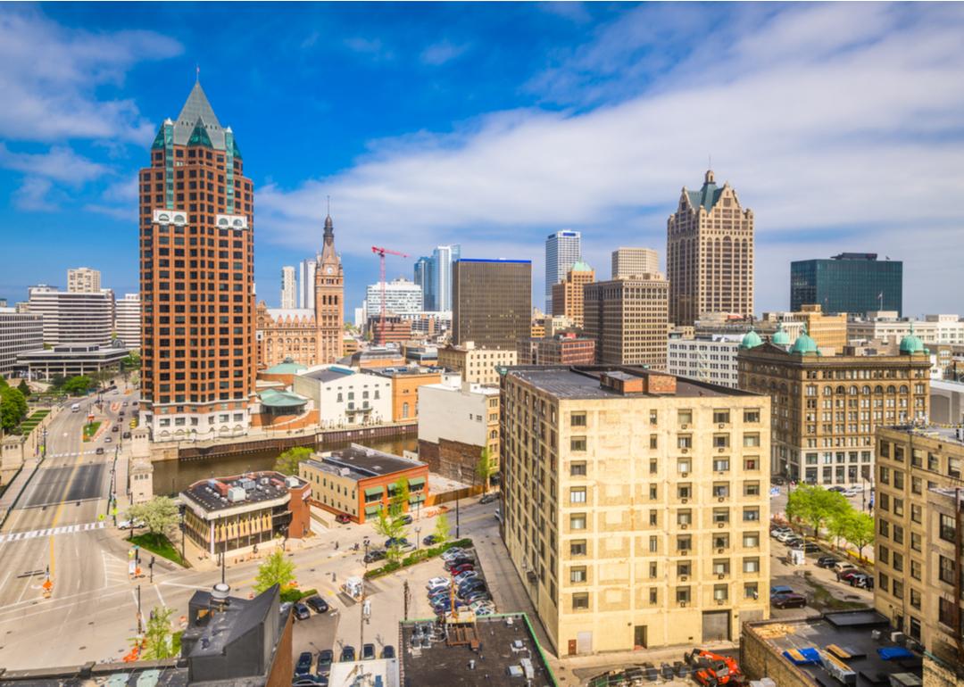 The skyline of downtown Milwaukee in the afternoon.