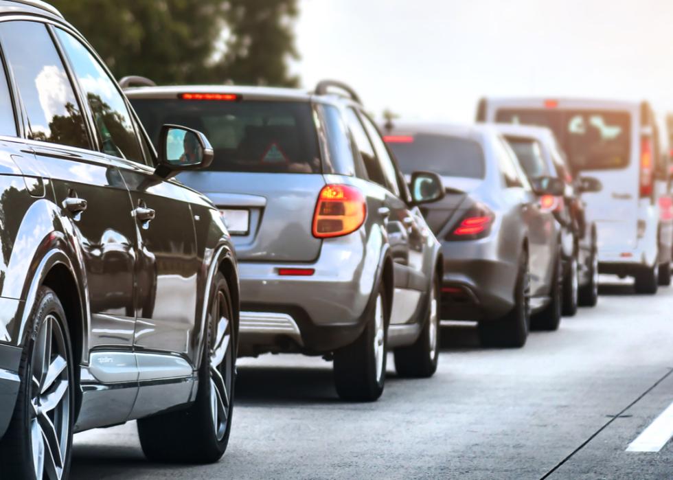 Cars at rush hour on a city street