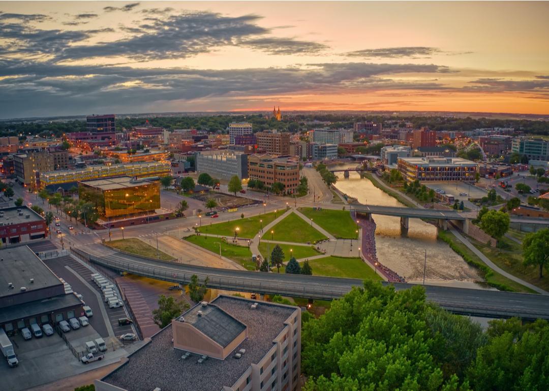 Sioux Falls at sunset.