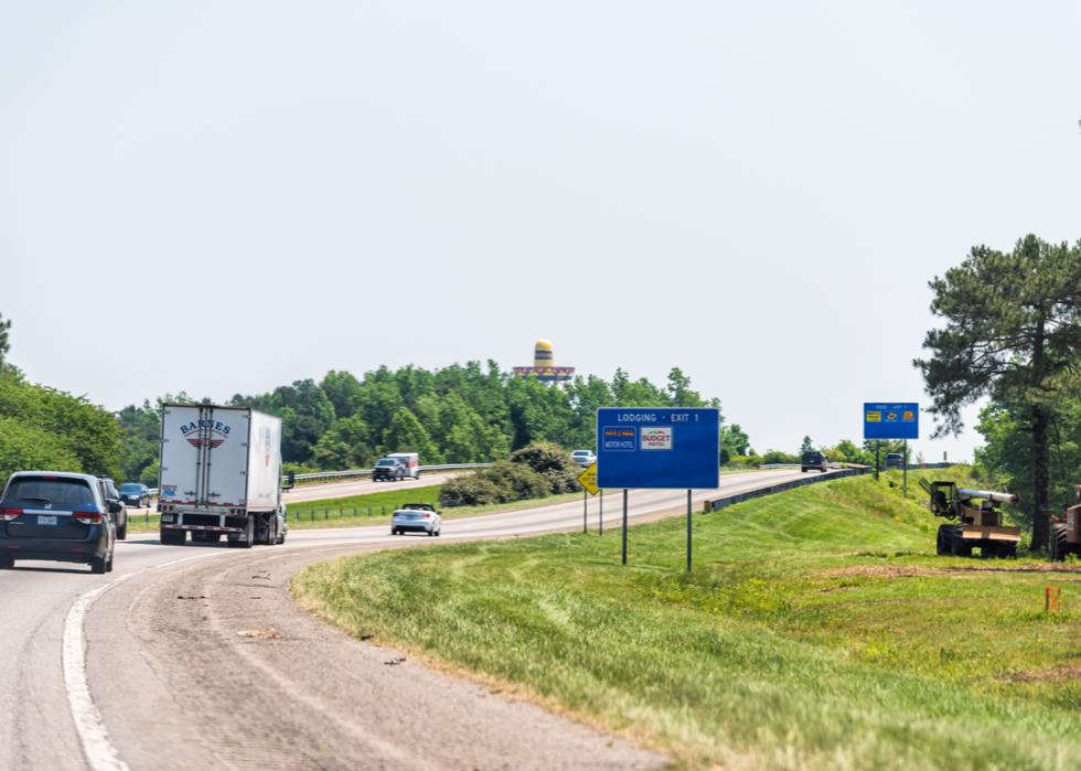 Cars on a highway road in South Carolina
