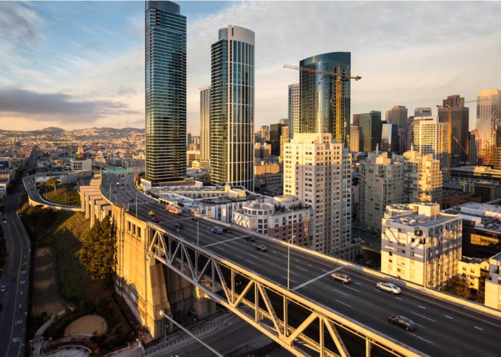 San Francisco's Rincon Hill with the western approach to the Bay Bridge in the foreground