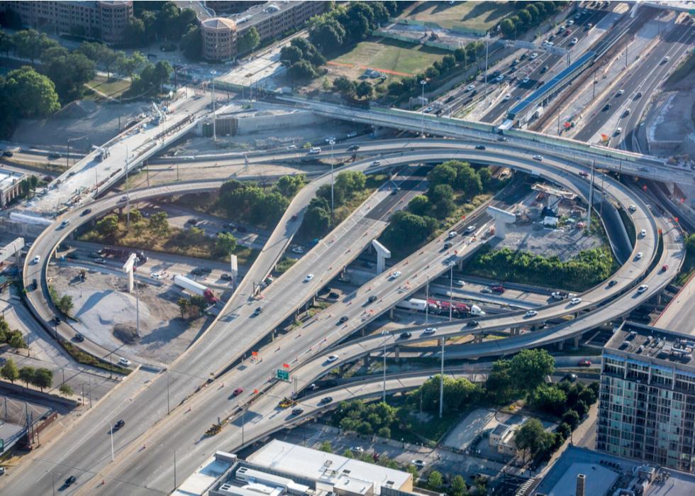 The intersection of highway 290 and highway 90 in downtown Chicago