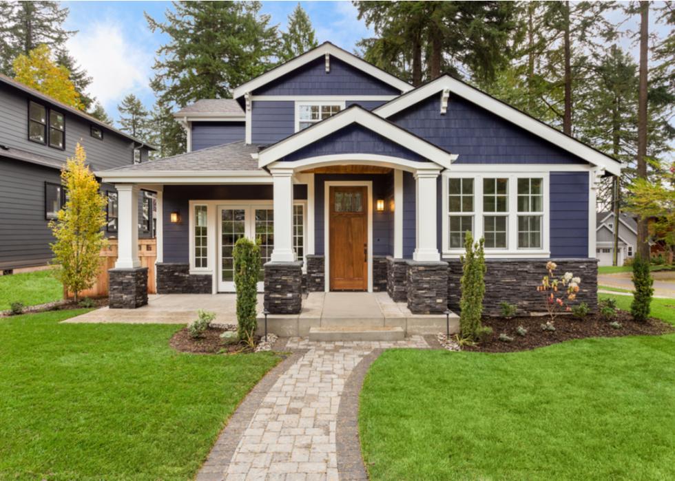 The exterior of a newly built luxury home