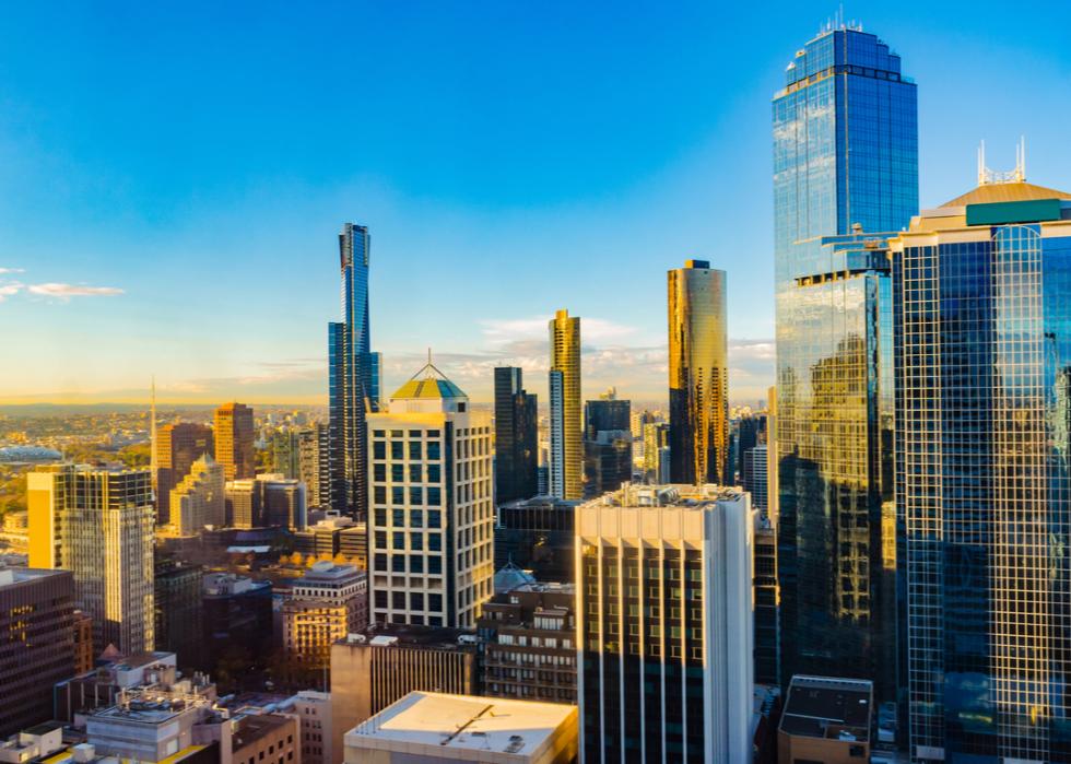 A radiant sunrise over Melbourne, Victoria, Australia