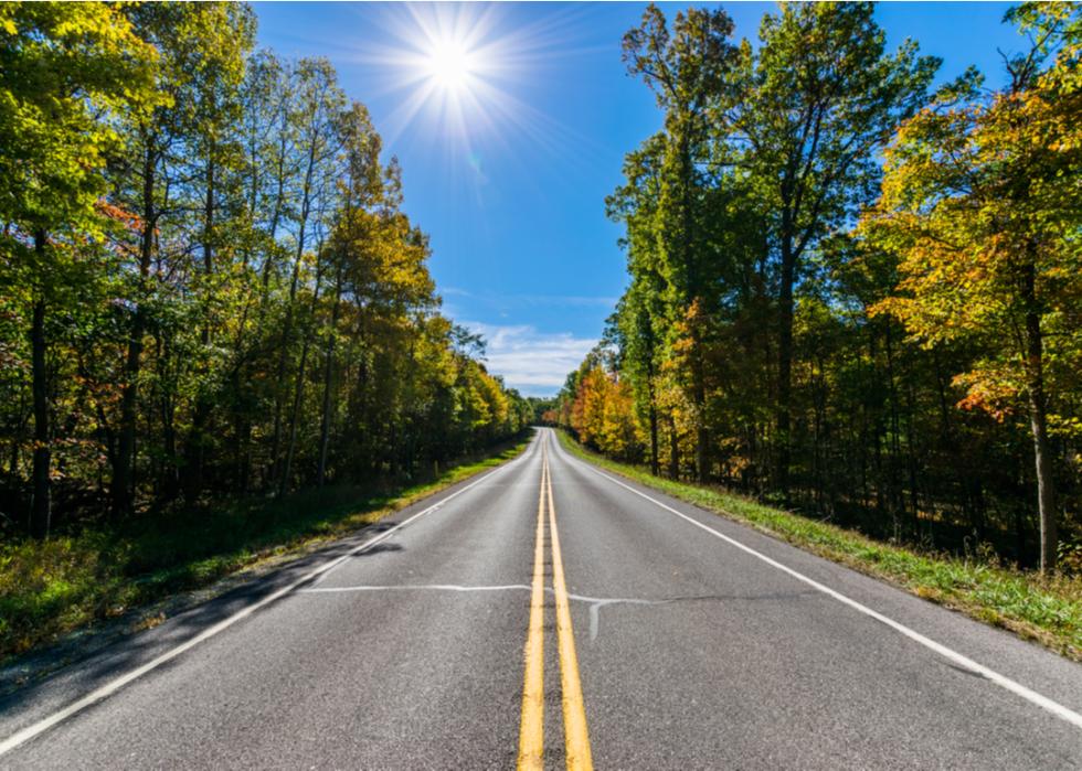 Lush farmland roads flowing around Raystown Lake, in Pennsylvania