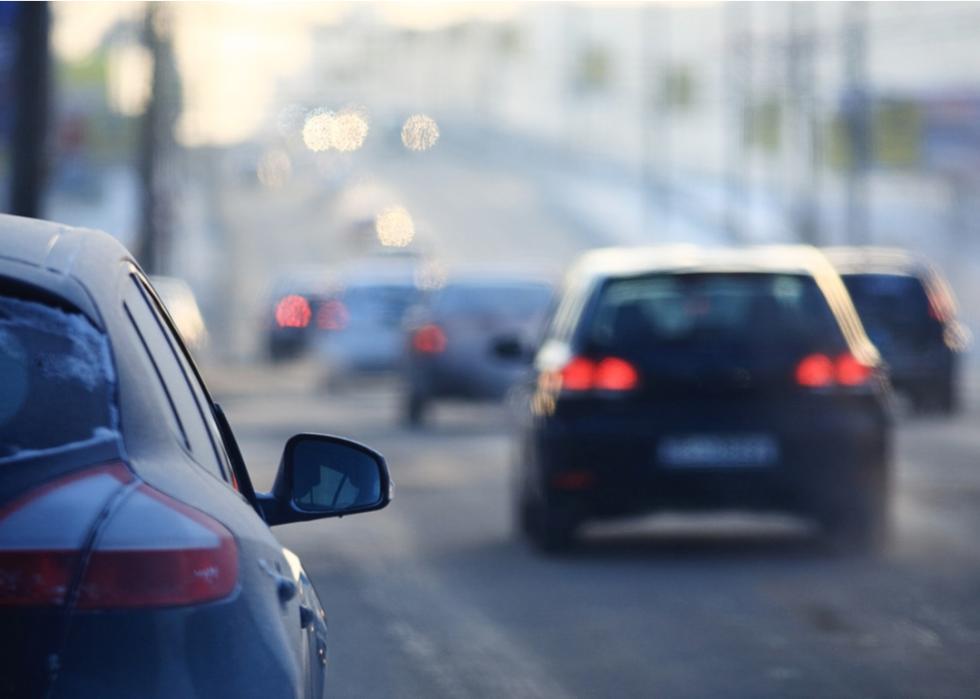 Cars in a busy street