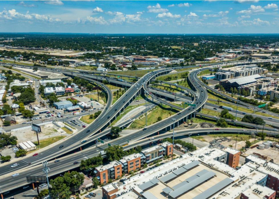 Complex highway system in San Antonio, Texas
