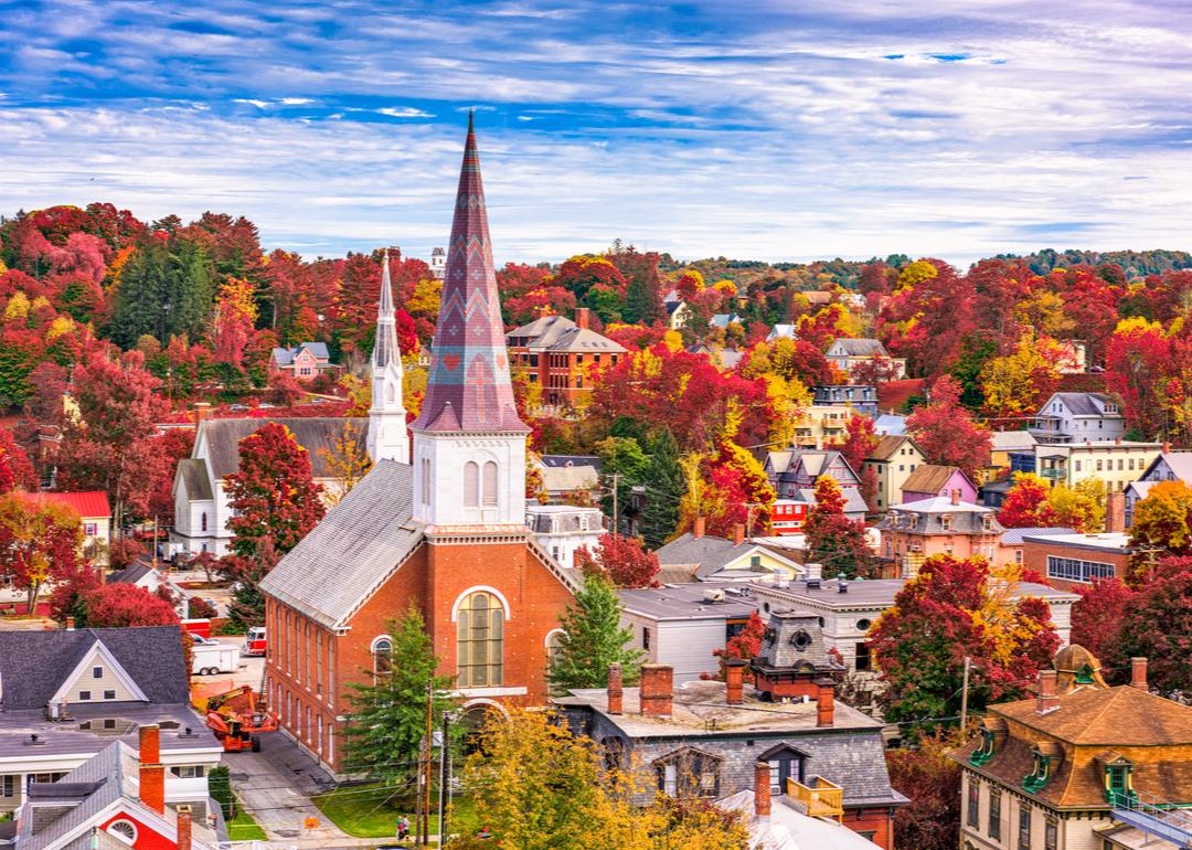 The skyline in Montpelier in autumn.