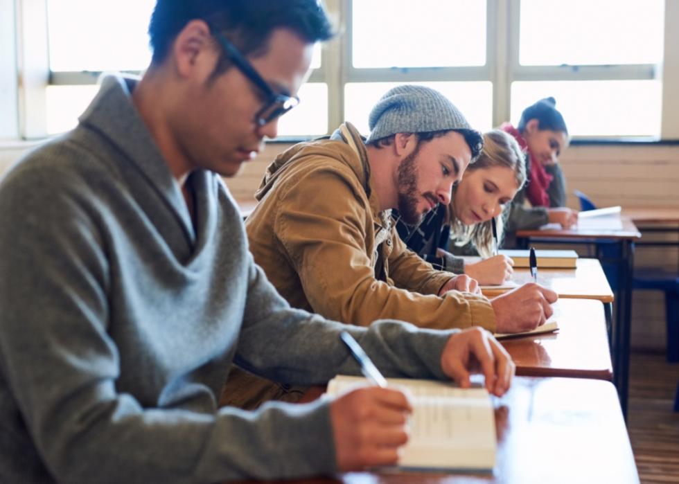 Students working in a classroom.