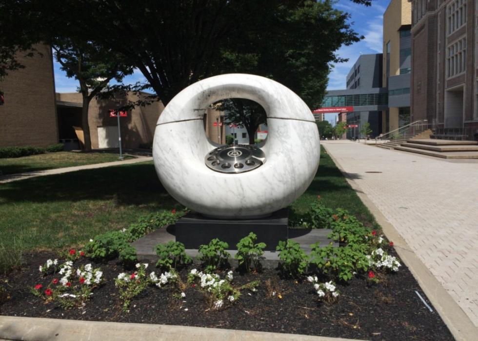 A telephone statue on campus at New Jersey Institute of Technology.