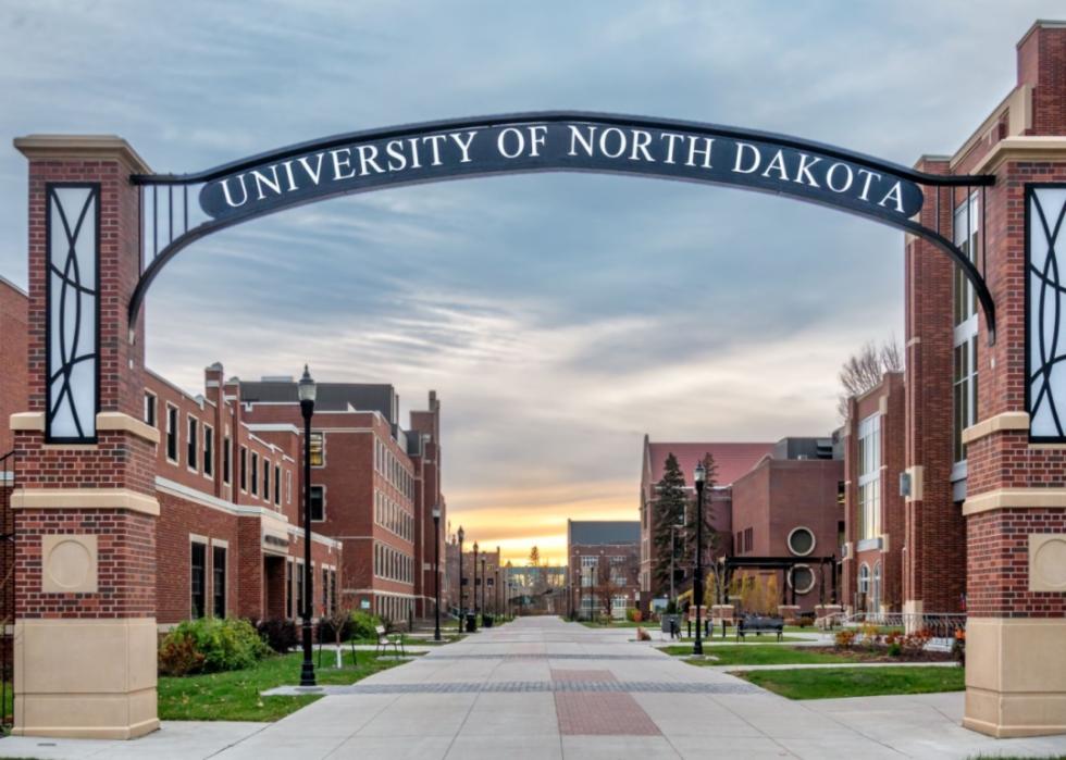 An archway into University of North Dakota.