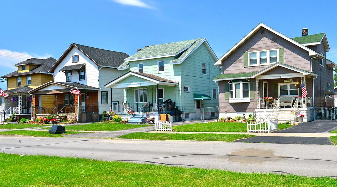Wooden houses in the industrial suburb of Buffalo, NY, USA.