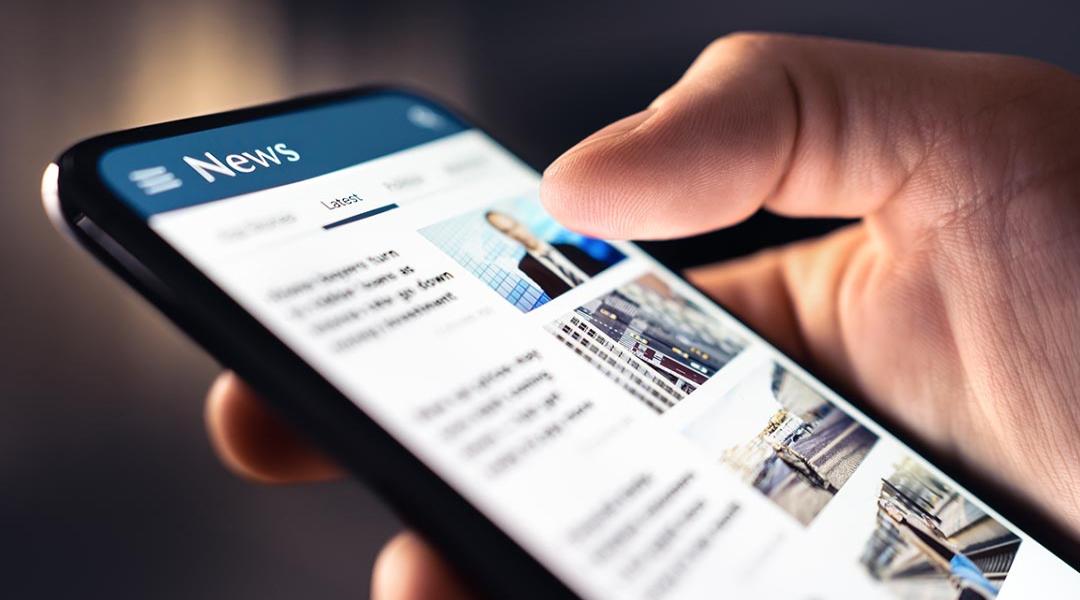 Person using phone to browse news.