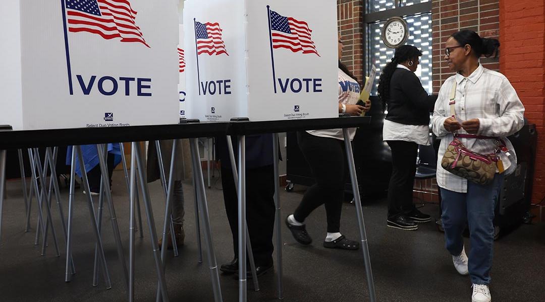 Residents vote in early voting at a park building in Detroit, MI in October of 2024.
