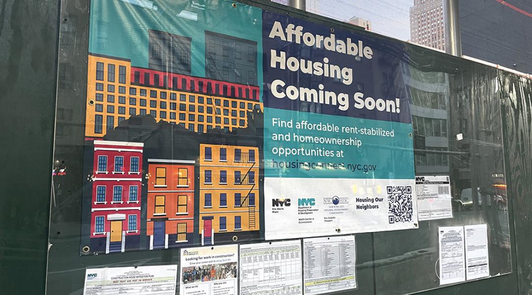 An affordable housing building under construction in Hell's Kitchen, New York.