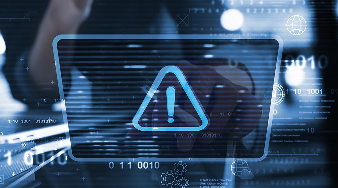 Cybersecurity software graphics displayed in front of a user.